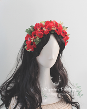 Load image into Gallery viewer, Flower Headband | Toddler to Older Children, Adult | Red, Green Colours | Photography Prop | Posing Headpiece | Flower Halo
