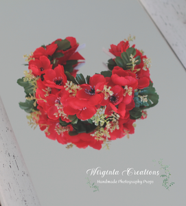 Flower Headband | Toddler to Older Children, Adult | Red, Green Colours | Photography Prop | Posing Headpiece | Flower Halo