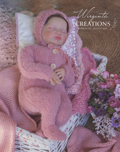 Blush Mauve Knitted Newborn Footed Romper with Matching Bonnet - Photo Prop