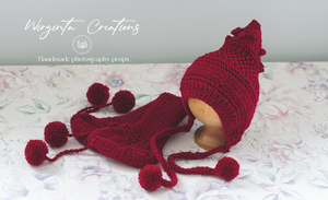 Handmade Knitted Bonnet and Booties Set. Sizes Available: 6-12 Months Old and 12-24 Months Old. Five Colour Options. Photography Prop. Made-To-Order
