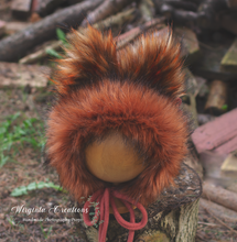 Load image into Gallery viewer, Handmade Tattered/Ruffle Style Baby Fox Bonnet - Burnt Orange - 6-24 Months - Photo Prop