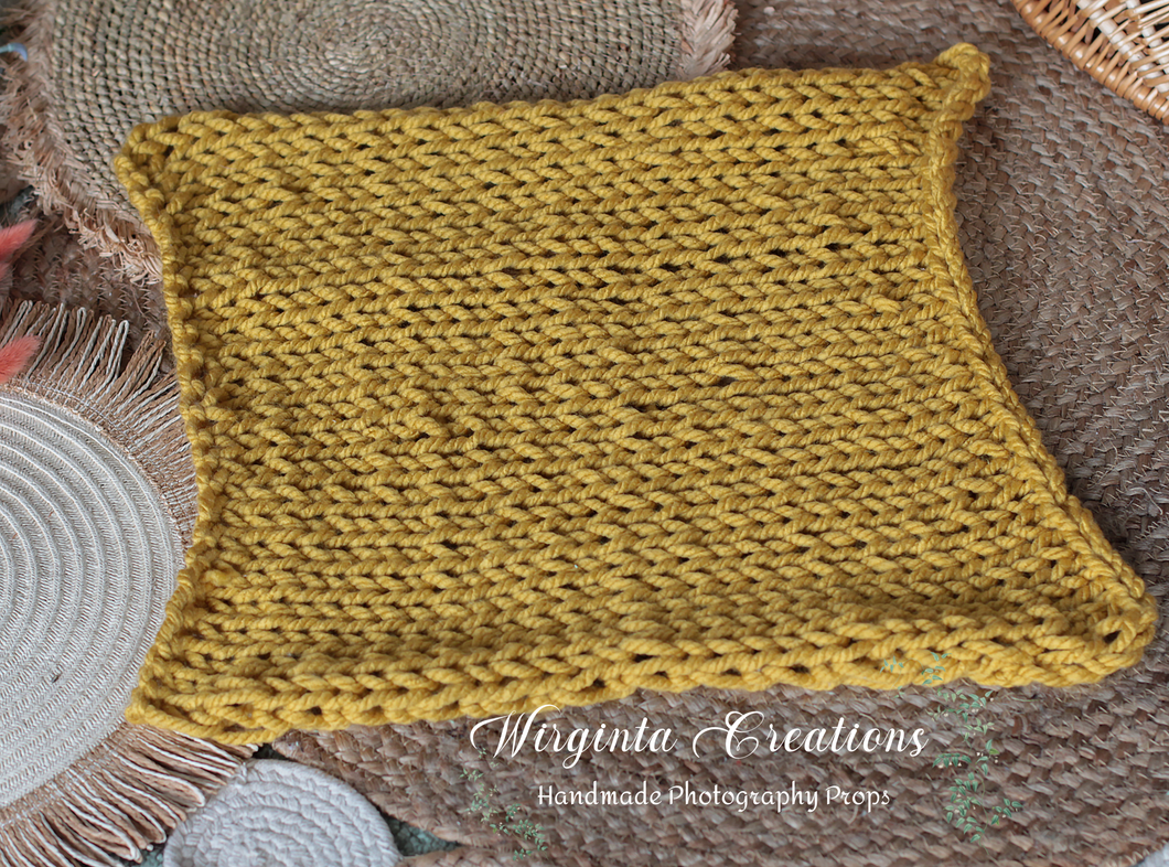 Knitted Blanket| Photography Prop| Mustard Layer | Handmade