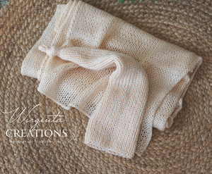 Wrap and Bonnet Set - Newborn - Cream Colour - Handmade - Ready to Send - Photography Prop