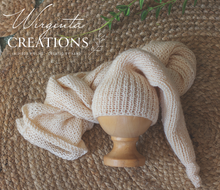 Load image into Gallery viewer, Wrap and Bonnet Set - Newborn - Cream Colour - Handmade - Ready to Send - Photography Prop