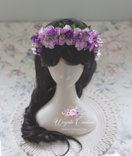 Load image into Gallery viewer, Flower Headband | Toddler to Older Children, Adult | Purple Colour | Photography Prop | Posing Headpiece | Flower Halo