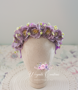 Flower Headband | Toddler to Older Children, Adult | Dusty Purple Colour | Photography Prop | Posing Headpiece | Flower Halo