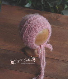 Knitted Newborn Footed Romper with Matching Bonnet | Photo Prop | Baby Pink Colour | Unique Stitch | Ready to Send