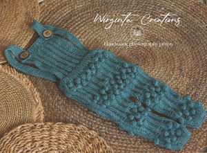 Bonnet and Matching Dungarees Set | Size 9-18 Months Old | Teal Colour | Knitted | Photography prop