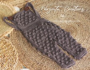 Bonnet and Matching Dungarees Set | Size 18-24 Months Old | Brown Colour | Knitted | Photography prop