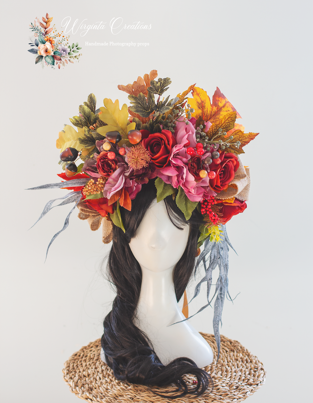 Head Crown for Maternity Shoot | Photography Prop | Large, Cascading Headpiece | Handmade Floral Halo