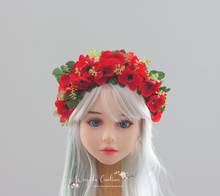 Load image into Gallery viewer, Flower Headband | Toddler to Older Children, Adult | Red, Green Colours | Photography Prop | Posing Headpiece | Flower Halo