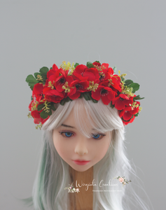 Flower Headband | Toddler to Older Children, Adult | Red, Green Colours | Photography Prop | Posing Headpiece | Flower Halo