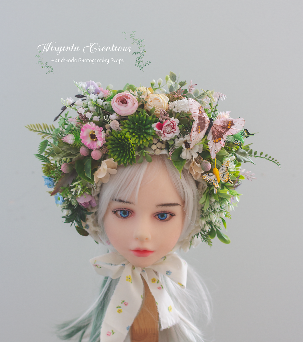 Meadow Inspired Flower Bonnet for 12-24 Months Old | Photography Prop | Flower Headpiece | Ready to Send