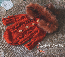 Load image into Gallery viewer, Burnt orange hooded fox outfit for 6-12 months old. Ready to send