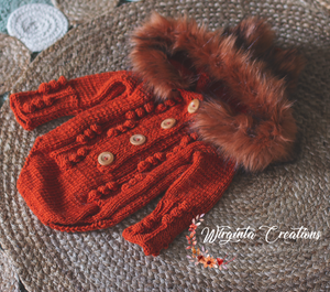 Burnt orange hooded fox outfit for 6-12 months old. Ready to send