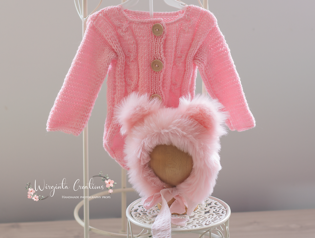 Pink Teddy Bear Outfit for 6-12 months old. Photography outfit