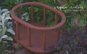 Handcrafted Wooden Oval Crib. Brown Distressed Design or Solid Brown Colour. Made-to-order