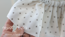 Load image into Gallery viewer, Flower Bonnet and Matching outfit for 12-24 months old. Cream, White. Stars Velvet Fabric. Christmas, Festive