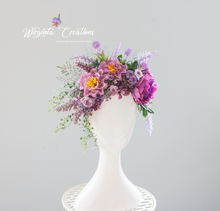 Load image into Gallery viewer, Pink, Dusky Pink, Purple Headpiece | Photography Crown | Artificial Flowers for Adults