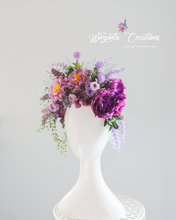 Load image into Gallery viewer, Pink, Dusky Pink, Purple Headpiece | Photography Crown | Artificial Flowers for Adults