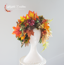 Load image into Gallery viewer, Large Burnt Orange Autumn Headpiece | Photography Crown | Artificial Flowers for Adults