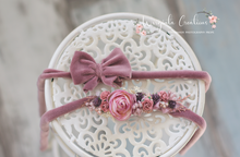 Load image into Gallery viewer, Tiebacks Bundle Set For 6 Months and Older|Velvet Bow and Artificial Flower| Posing Prop| Ready to Ship
