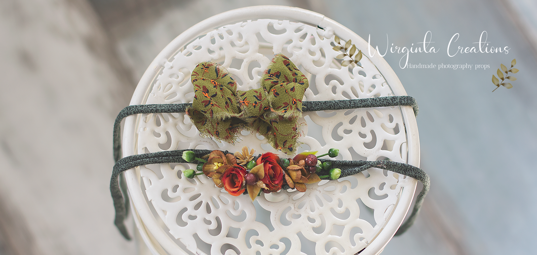 Tiebacks Bundle Set For 6 Months and Older|Bow and Artificial Flowers| Posing Prop| Ready to Ship