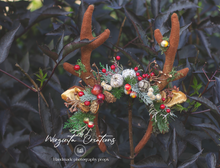 Load image into Gallery viewer, Festive Fawn Antler Headband - Handmade Christmas Photography Headband with Berries &amp; Bits