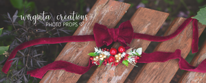 Tiebacks Bundle Set For 6 Months and Older|Velvet Bow and Artificial Flowers| Posing Prop|Christmas Festive| Ready to Ship