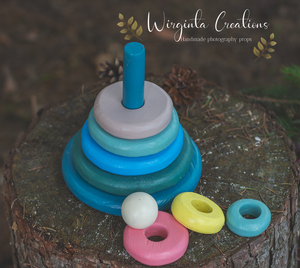 Handcrafted Wooden Stacking Rings - Professional Photography Prop