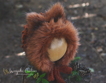 Load image into Gallery viewer, Tattered/Ruffle Style Baby Fox Bonnet - Burnt Orange - 12-24 Months - Photo Prop