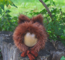 Load image into Gallery viewer, Tattered/Ruffle Style Baby Fox Bonnet - Burnt Orange - 12-24 Months - Photo Prop