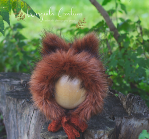 Tattered/Ruffle Style Baby Fox Bonnet - Burnt Orange - 12-24 Months - Photo Prop