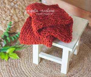Handmade Knitted Blanket| Photography Prop| Burnt Orange Layer