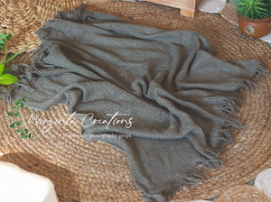 Large vintage textured layer, cover, blanket 60cm x 70cm. Chaki. Basket Layering Piece, Newborn, Sitter. Ready to send