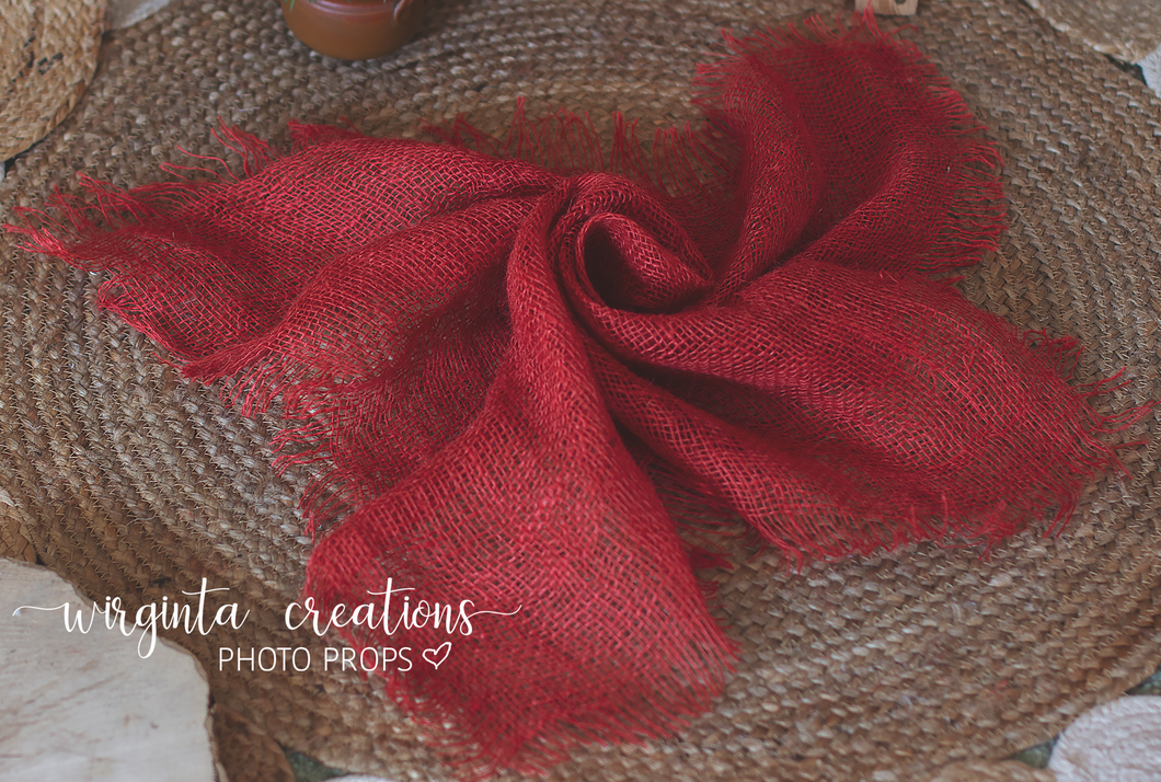 Fine texture jute blankets/layers. Burlap layer. Darker red. Ready to send