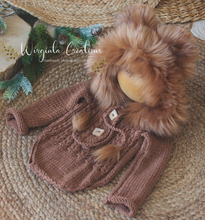 Load image into Gallery viewer, Brown Hooded Teddy Bear Photography Prop Outfit | 6-12 Months Old