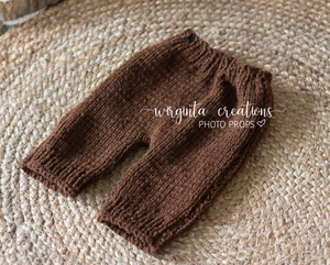 Handmade Four Piece Brown Knit Outfit Set for 6-12 Months Old. Photography Prop