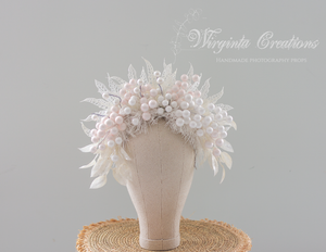 White, Pale Pink Festive Headpiece | Christmas Photography Crown | Headband | From 12 Months to an Adult