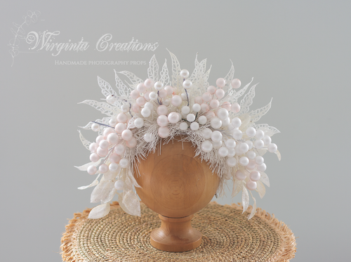 White, Pale Pink Festive Headpiece | Christmas Photography Crown | Headband | From 12 Months to an Adult