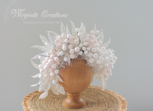 White, Pale Pink Festive Headpiece | Christmas Photography Crown | Headband | From 12 Months to an Adult