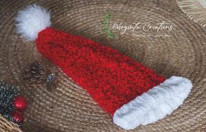 Christmas hat| Knitted with Pom-Pom| White and Red| Photography Prop
