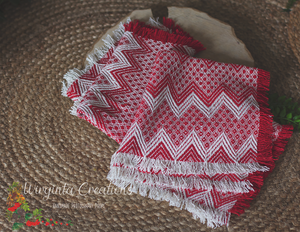 Vintage Layer, Old fashioned blanket, bump blanket. Red, White. Christmas. Ready to send photo props