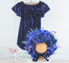 Load image into Gallery viewer, Flower Bonnet and Matching outfit for 12-24 months old. Navy