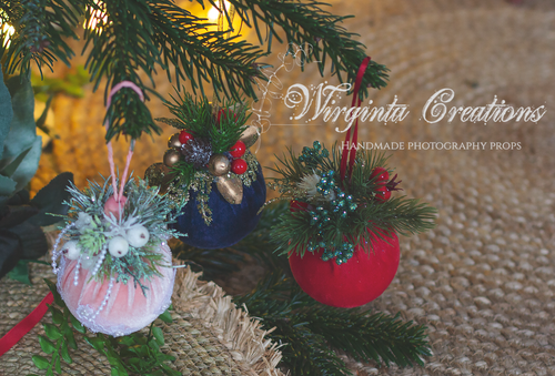 Christmas baubles| Set of 3 Tree Decorations| Pink, Navy, Red Luxury Handmade Balls