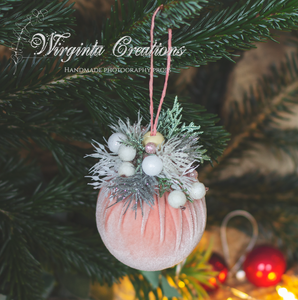 Christmas baubles| Set of 4 Tree Decorations| Grey, Pink, Dark Blue Luxury Handmade Balls
