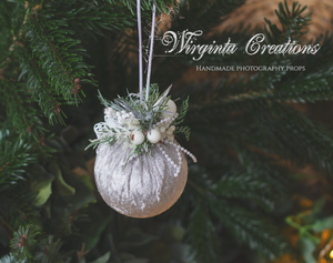 Christmas baubles| Set of 2 Tree Decorations| Grey Luxury Handmade Balls