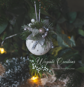 Christmas baubles| Set of 2 Tree Decorations| Blush Pink and White Luxury Handmade Balls