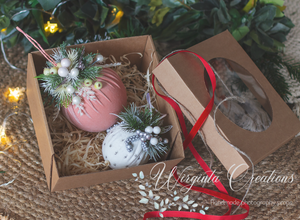 Christmas baubles| Set of 2 Tree Decorations| Blush Pink and White Luxury Handmade Balls