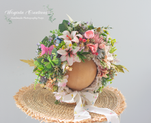 Load image into Gallery viewer, Meadow Flower Bonnet for 6-24 Months - Photography Prop